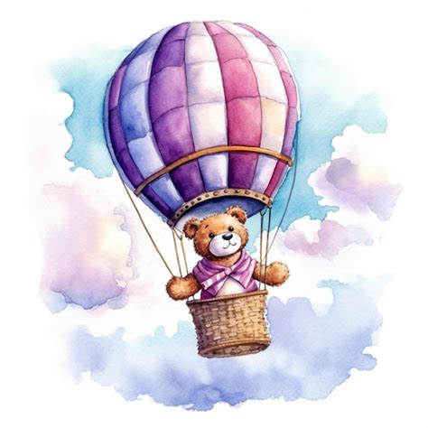 Premium Photo There Is A Teddy Bear That Is Flying In A Hot Air