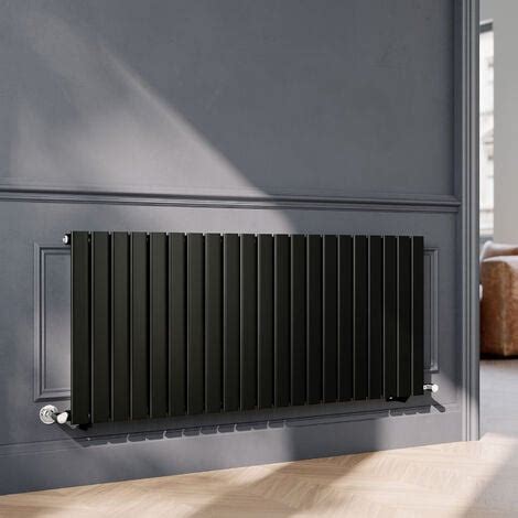 ELEGANT Black Designer Horizontal Radiator Single Panel Rads 600 X