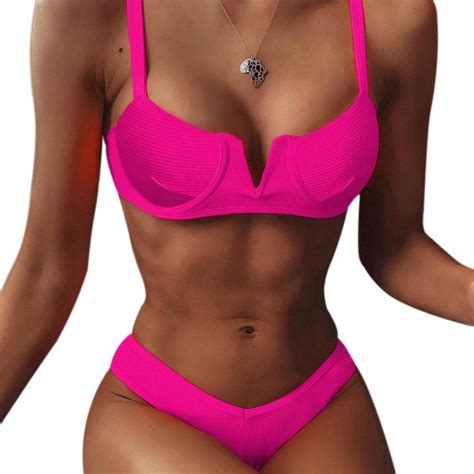 Solid Color Bikini Three Point Split Bikini Women Piece Swimsuit With Underwire Daraz Pk