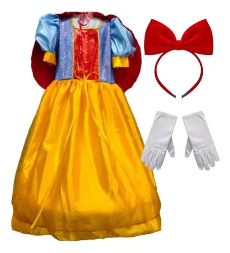 Disfraz Vestido Princesa Blancanieves Diadema Lazo Guantes 01