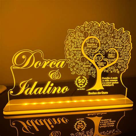 Bodas De Ouro O Que Presentear - Luminária Personalizada Premium Bodas de Ouro - 50 anos de casados