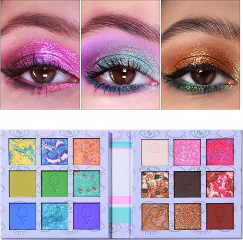 Amazon Tintark Eyes Cream Eyeshadow Palette Makeup Blue Pink Nude Brown Glitter Shimmer