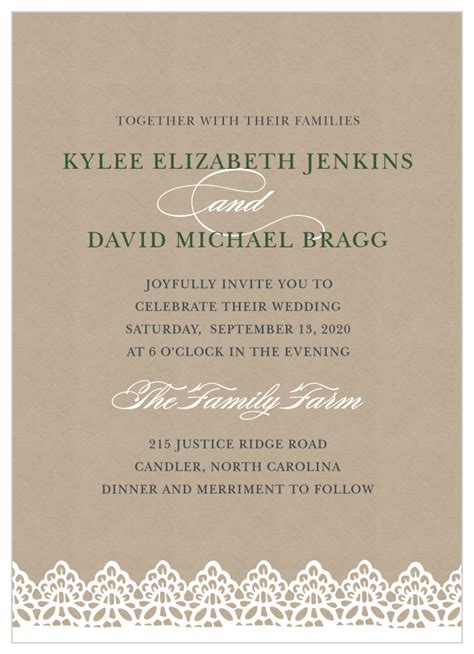 Rustic Lace Wedding Invitations by Basic Invite