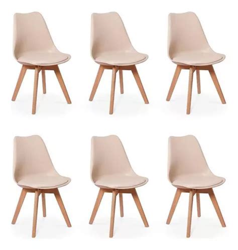 Conjunto Cadeiras Eames Wood Leda Design Cor Nude Parcelamento Sem Juros