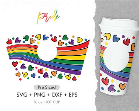 16oz Pride Hot Cup Svg Full Wrap Svg Proud Color Svg Pattern Svg Pride Svg LGBTQ Svg Pre
