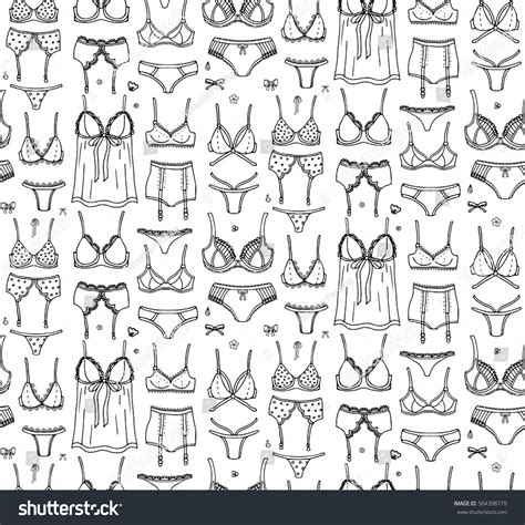 Seamless Pattern Hand Drawn Doodle Lingerie Stock Vector Royalty Free 504398779