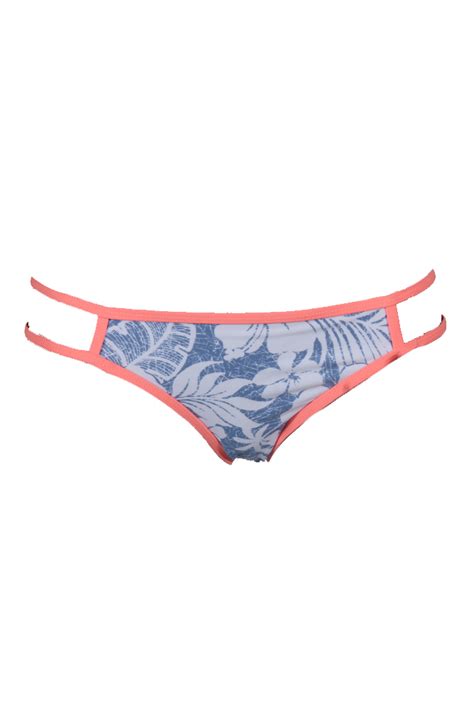 Hula Honey Blue White Aloha Bloom Printed Low Rise Hipster Bikini