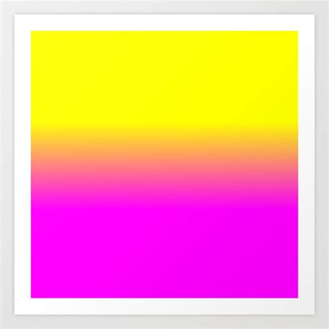 Neon Yellow and Bright Hot Pink Ombré Shade Color Fade Art Print by PodArtist | Society6