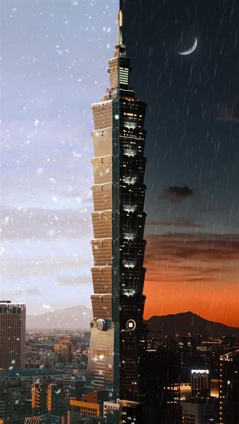 Day Night Taipei 101 iPhone Wallpaper