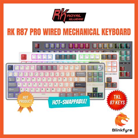 Sg Royal Kludge Rk R Pro Hot Swappable Wired Rgb Mechanical Keyboard Keys Tkl Qmk