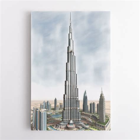 Burj Khalifa coloured Pencil Sketch Artwork