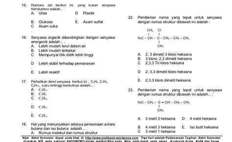 Contoh Soal Uts Kimia Kelas Semester Dan Pembahasannya Psittacula