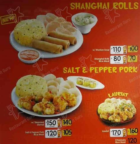 Menu At Chowking Restaurant Lapu Lapu City Marina Mall