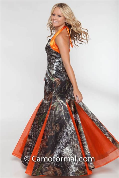 Full Length Camo In Mossy Oak New Breakup And Orange Net Camo Bridesmaid Dresses Prom Dresses