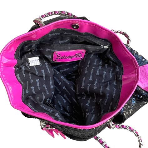 Betsey Johnson Zebra Print Heart Sequin Tote Silver Depop