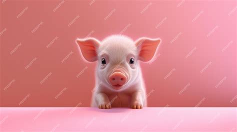 Premium AI Image | Funny pink baby Pig HD 8K wallpaper background Stock Photographic Image