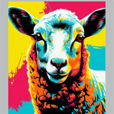 premium photo colorful sheep art print  pop art style