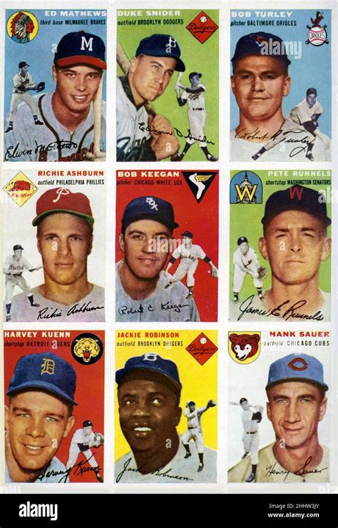 Collection Of 1954 Topps Baseball Cards Including Jackie Robinson Of