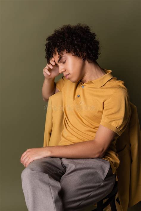 Brunette African American Man In Yellow Stock Photo Image Of Model