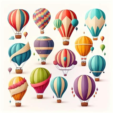 Premium AI Image Colorful Flying Vintage Hot Air Balloons