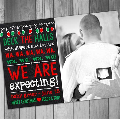 Christmas Pregnancy Announcement Holiday Pregnancy by CLaceyDesign