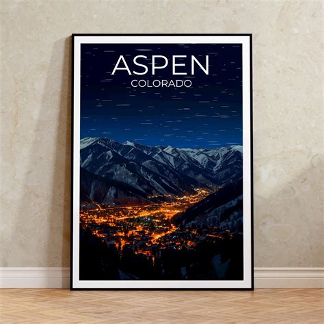 Aspen Travel Poster Colorado Wall Art Colorado Print Aspen Poster