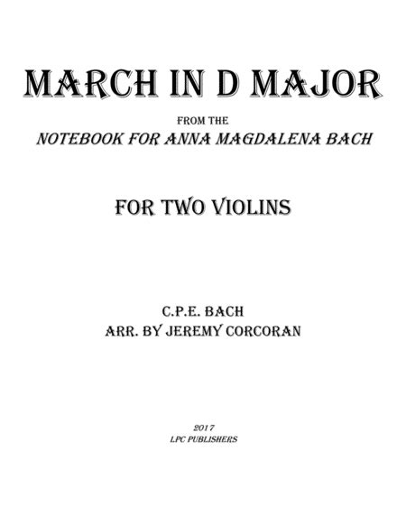 March In D Major From The Notebook For Anna Magdelena Bach Sheet Music