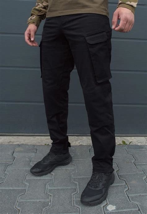 Тактические штаны Staff cargo black черные для парня недорогие с ...
