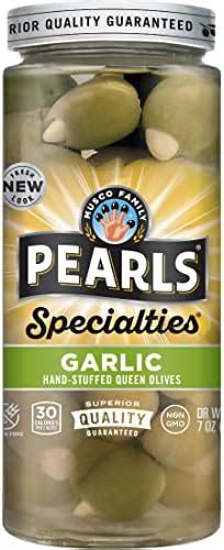 Pearls Specialties Garlic Stuffed Queen Olives 7 Ounce Pack Of 6 Grocery