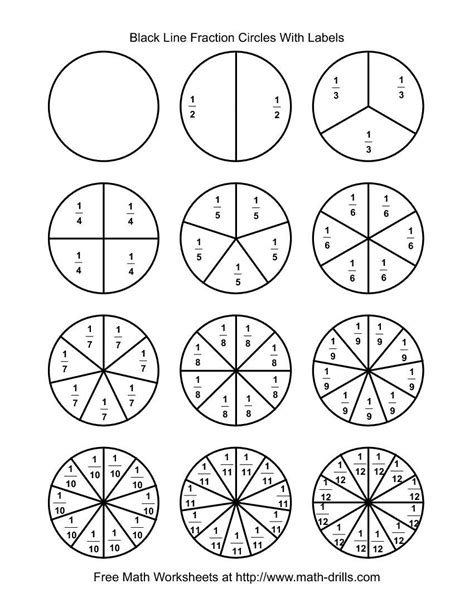 Fraction Circles 11 Worksheets 12131415161718191