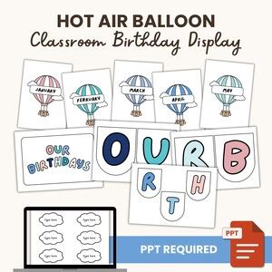 Hot Air Balloon Birthday Classroom Display Kit Modern Boho Classroom