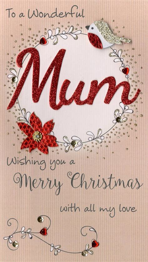 Wonderful Mum Embellished Christmas Card Cards Love Kates