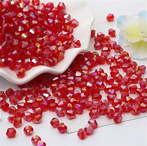 Amazon Xinbowen Diy Mm Pcs Red Ab Bulk Faceted Bicone Crystal