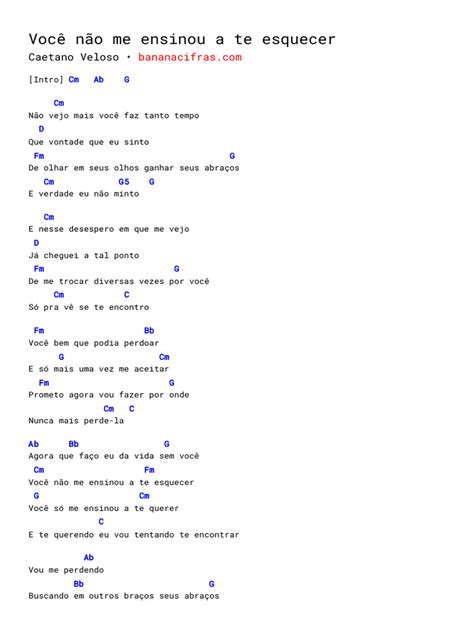 Você Não Me Ensinou A Te Esquecer Letra - Você Não Me Ensinou a Te Esquecer | PDF