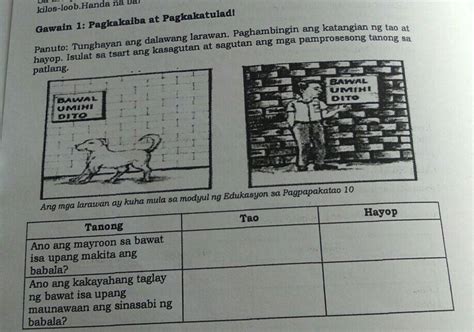 kilos loob Handa Gawain 1 Pagkakaiba at Pagkakatuladı Panuto