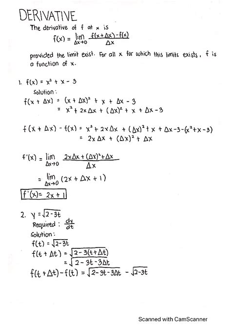 SOLUTION: Derivative with examples - Studypool