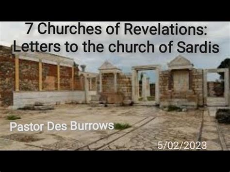 Churches Of Revelations Letters To The Church Of Sardis Pastor Des