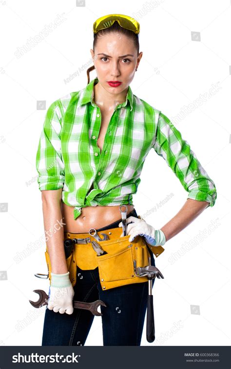 Project Satisfaction Sexy Brunette Woman Mechanic Stock Photo Shutterstock