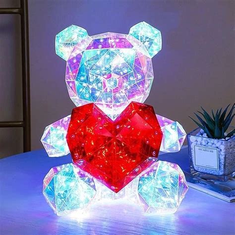Хрустальный Медвежонок Геометрический Мишка 3D LED Teddy Bear ночник с ...