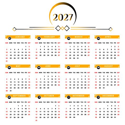 Calendario Con Estilo Geom Trico Amarillo Y Negro Vector Png