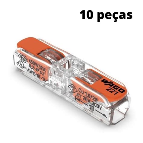 Kit 10x Conectores Para Emenda 221 2411 Inline Wago Shopee Brasil