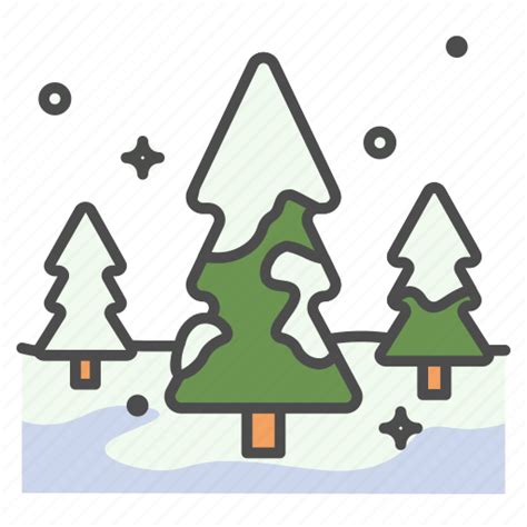 winter pine tree snow decoration icon   iconfinder