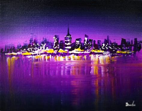 Purple Cityscape Lights Urartstudio