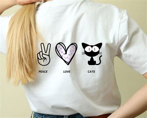 Peace Love Cats Svg Cartoon Cat Svg Silhouette Peace Love Cats