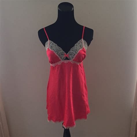 Victoria S Secret Intimates Sleepwear Victorias Secret Hot Pink Satin Lace Nightie Poshmark
