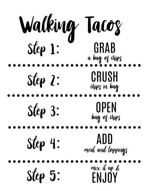 Walking Taco Bar Sign Free Printable