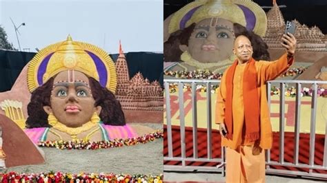 Up Cm Yogi Adityanath Clicks Selfie With Sudarsan Pattnaiks Ram Mandir