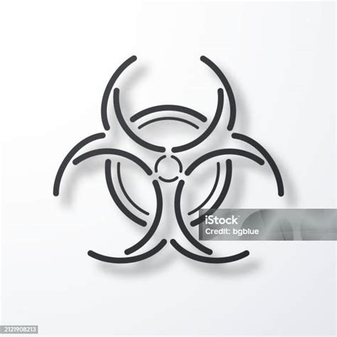 Символ Биологической Опасности Значок Линии С Тенью На Белом Фоне ...