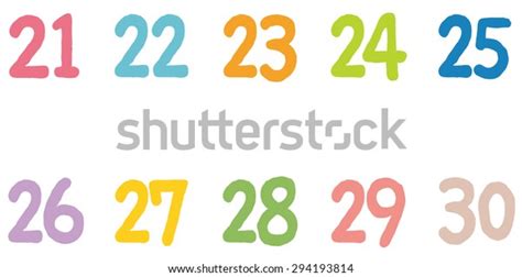 Cute Colorful Numbers 21 30 Stock Illustration 294193814