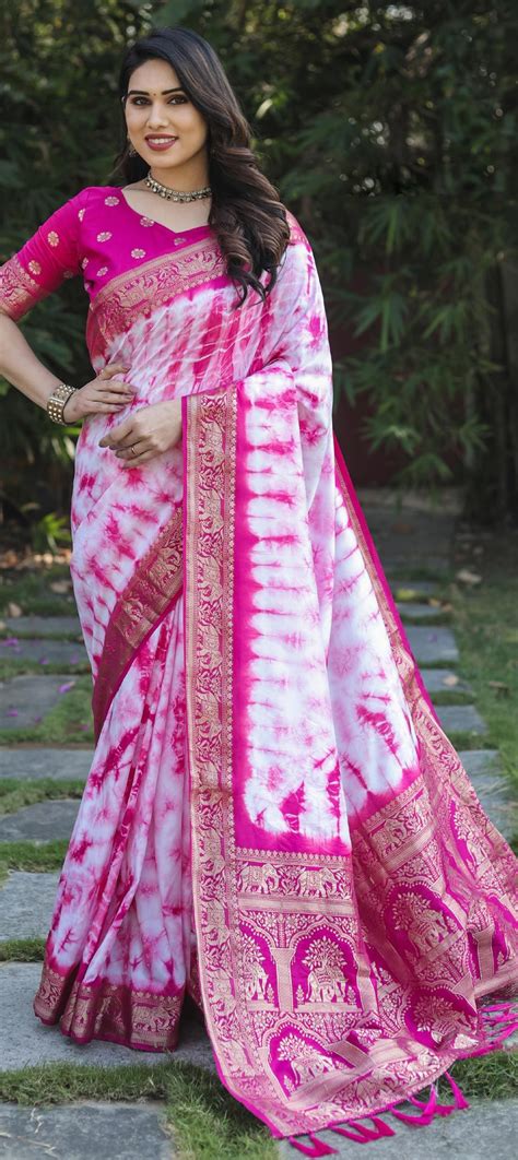 Festive Traditional Pink And Majenta Color Dolla Silk Fabric Saree